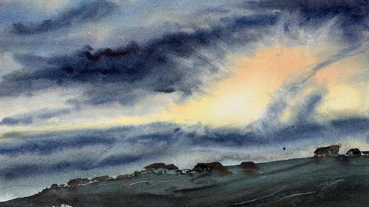 DEMO AQUARELLE - peindre un ciel lumineux à l'aquarelle
