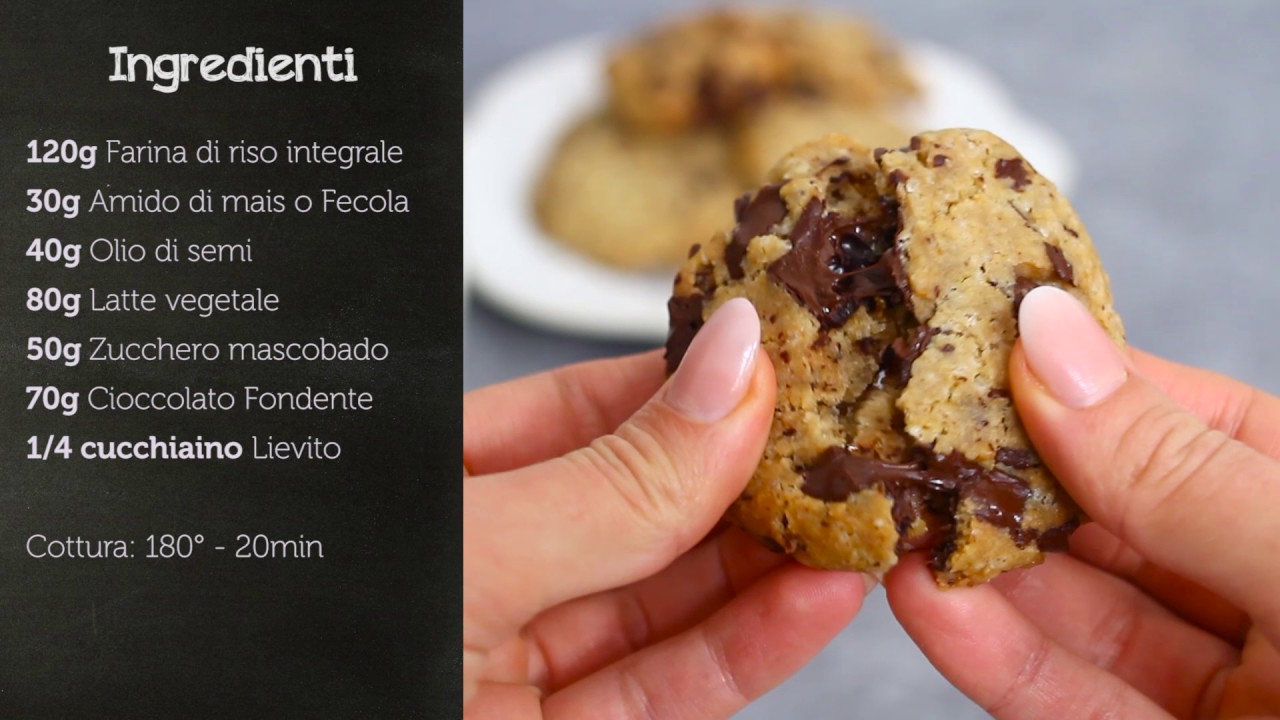 BISCOTTI CON FARINA DI RISO e GOCCE DI CIOCCOLATO | FRIABILI, SENZA GLUTINE, SENZA UOVA e BURRO