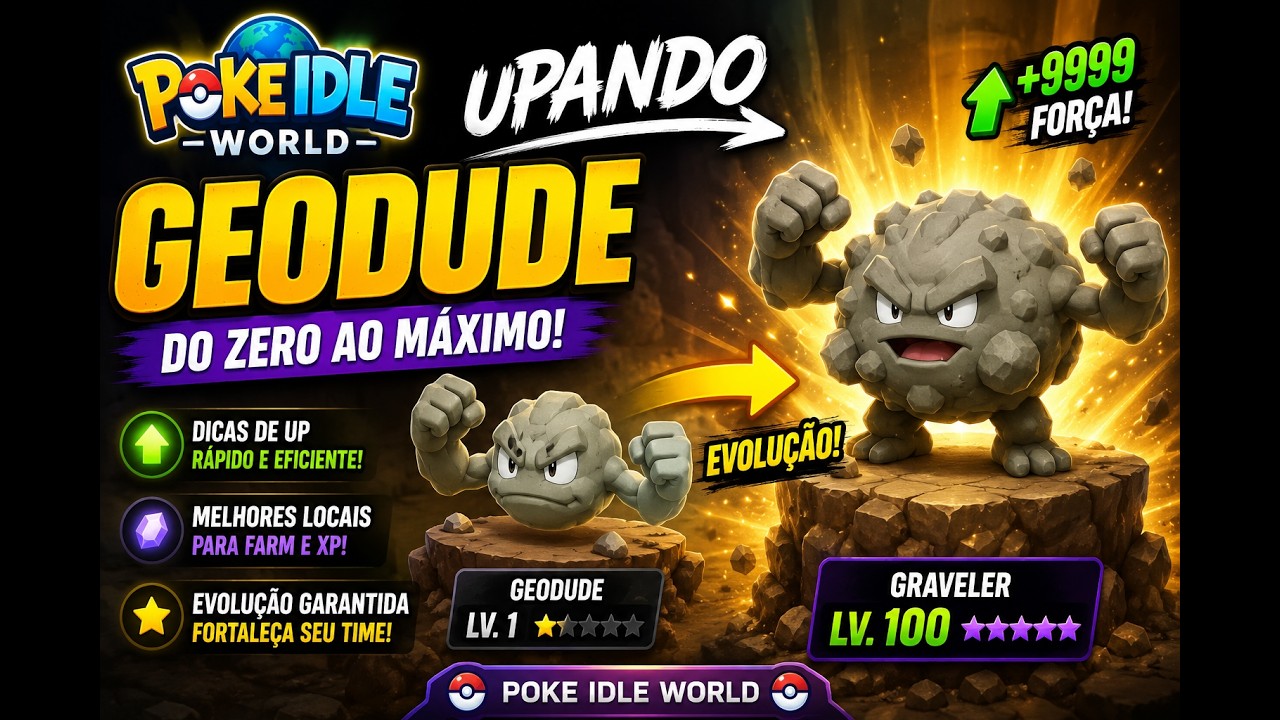 Poke Idle World - Upando Geodude do zero - Dicas importantes - Rotas de Farm .