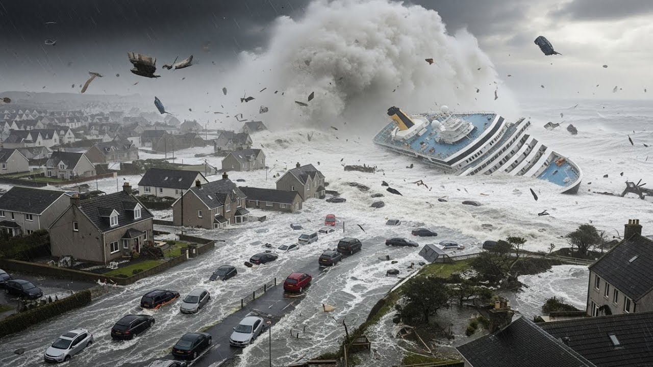 Chaos in UK Today! Giant Huge Waves, Storm Ingrid Slams Homes, Cars in Scotland
