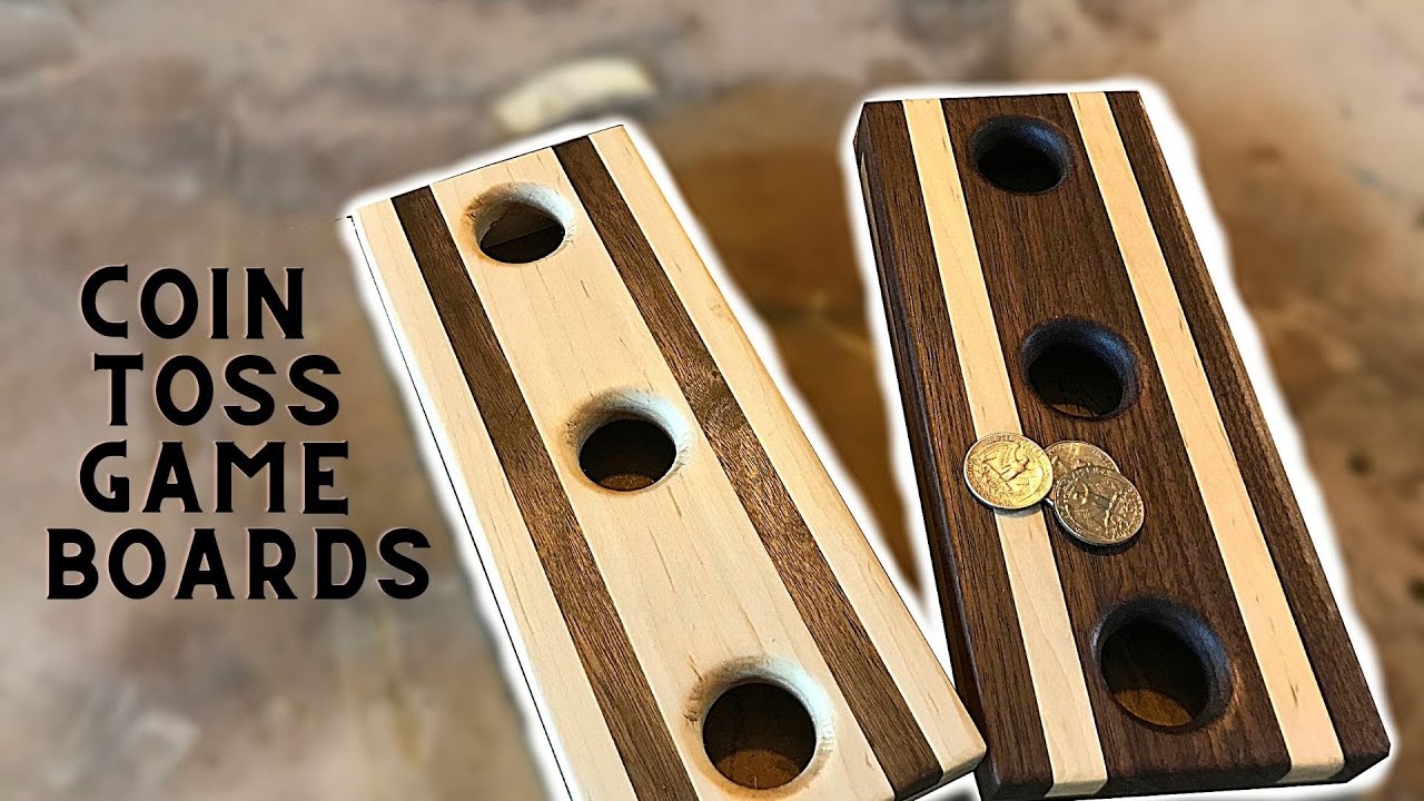 Table-Top Coin Toss Game - Walnut and Maple