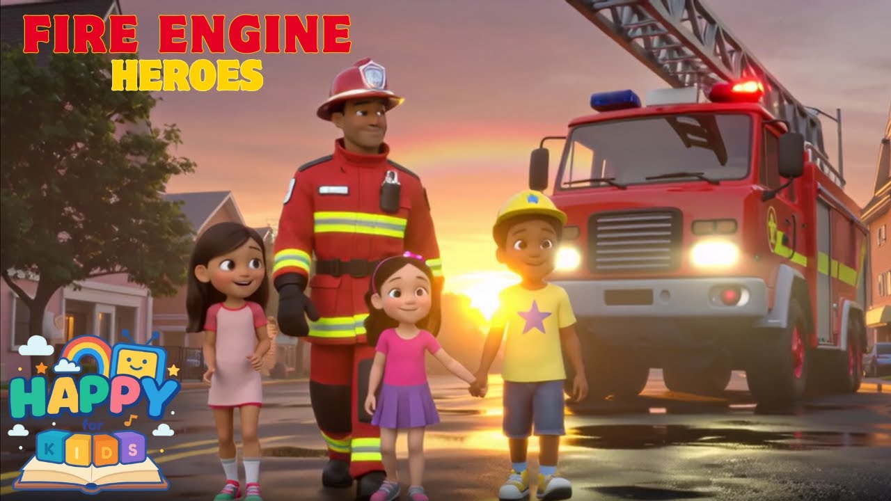 Fire Engine Heroes Song for Kids| Adam & Hana Firefighter Rescue Rhyme | Fire Truck Song Compilation
