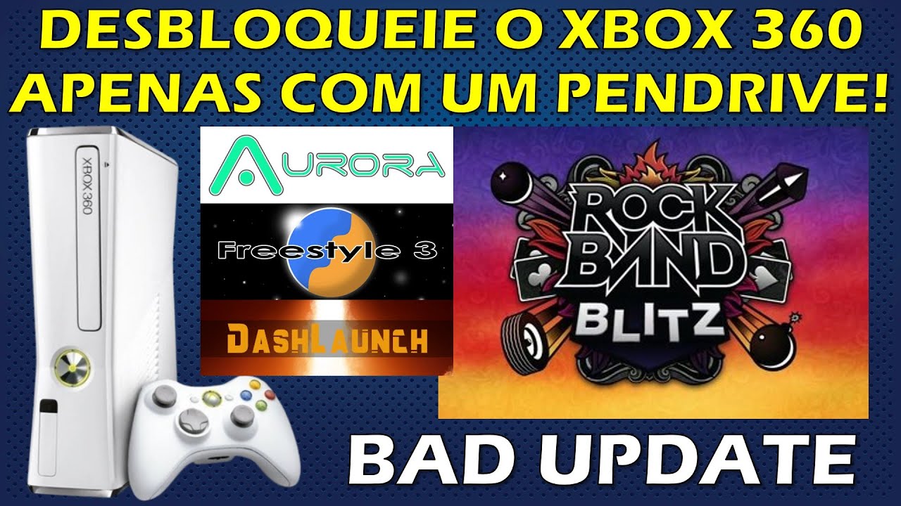 COMO DESBLOQUEAR O XBOX 360 COM O BAD UPDATE - EXPLOIT USB ROCK BAND - TUTORIAL + CONFIGURAÇÕES