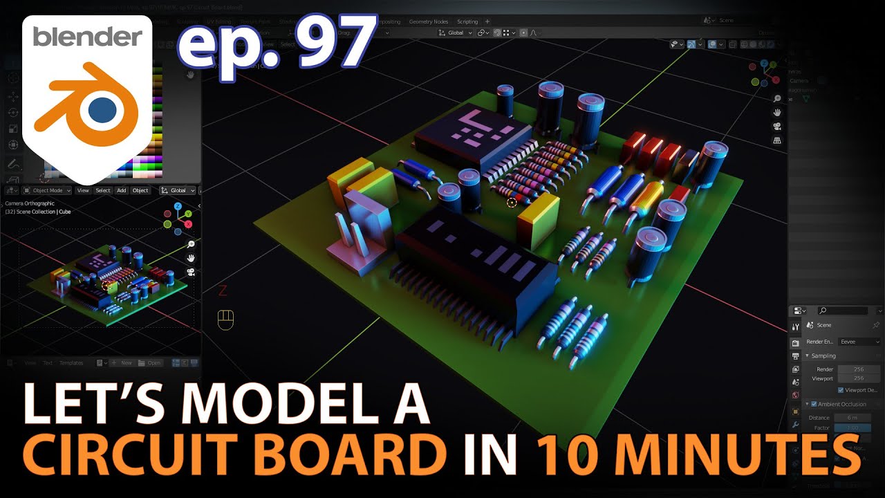 Let's model a CIRCUIT BOARD in 10 MINUTES - Ep 97 - Blender 2.93