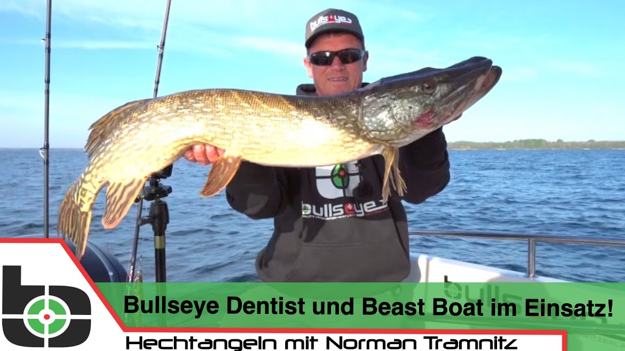 Hechtangeln mit Norman Tramnitz auf der Müritz. Bullseye Dentist und Beast Boat im Einsatz