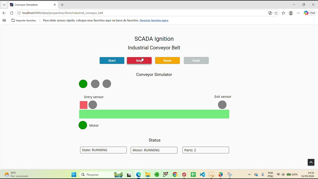 Ignition SCADA Perspective | Conveyor Belt Simulation with State Machine and Sensors