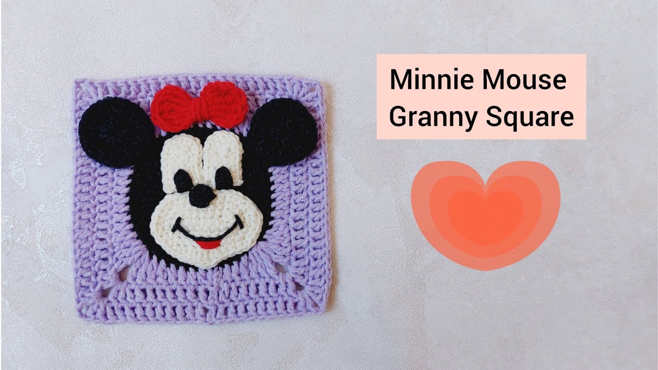 Wow!! Cute Minnie Mouse Square ❤️/ Part 1 / Crochet Mickey Mouse Applique