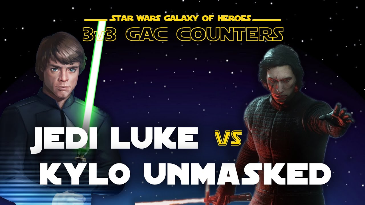 3v3 - Jedi Knight Luke vs Kylo Ren Unmasked | SWGOH GAC JKL vs KRU FO Counter