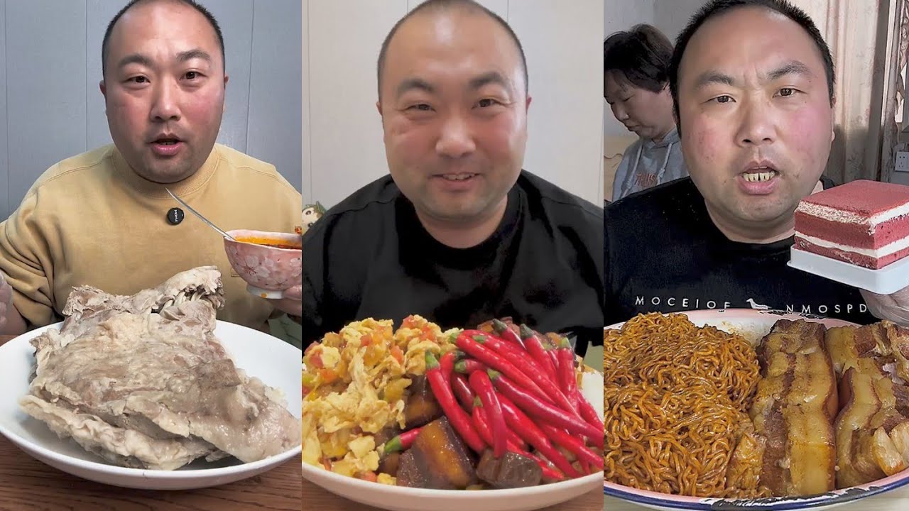 Mukbang # Part 221: Eat Sea Conch pig brain 🧠 belly pork bone head pig #mukbang #noodles #food #pork