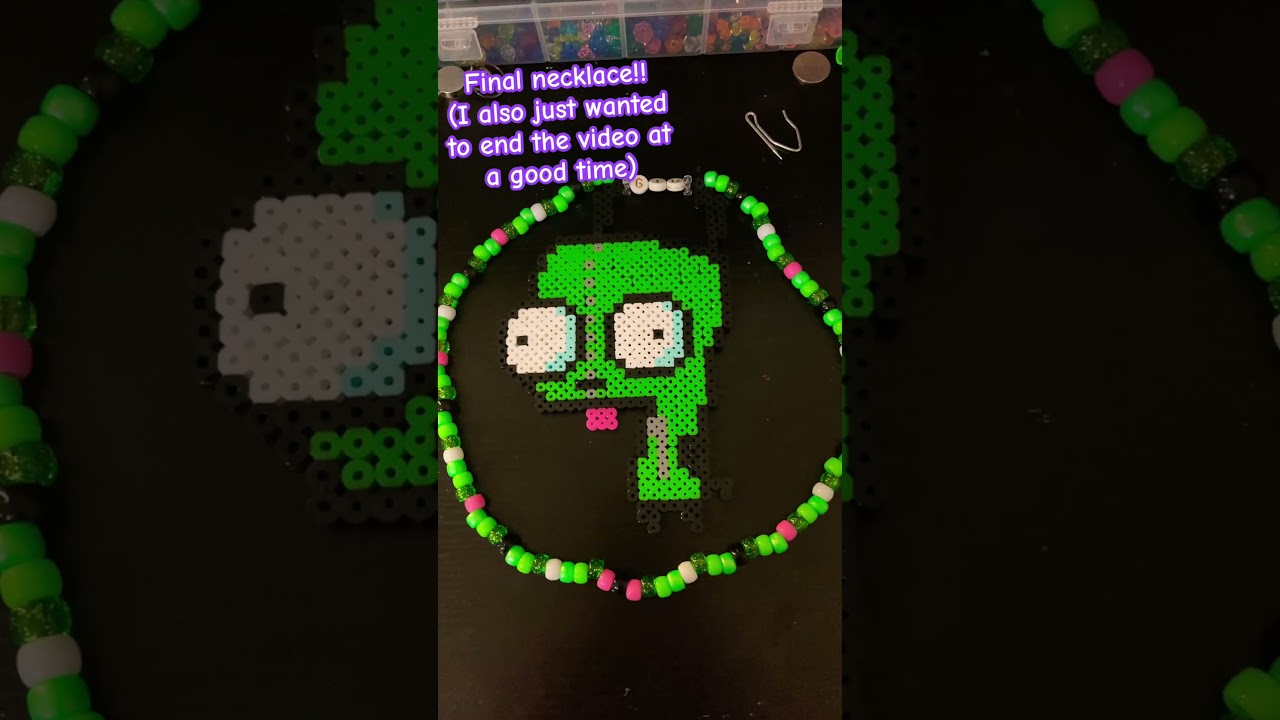 Perler took so much time and green beads😭#invaderzim #kandi #necklace #perler #gir #kandibeads