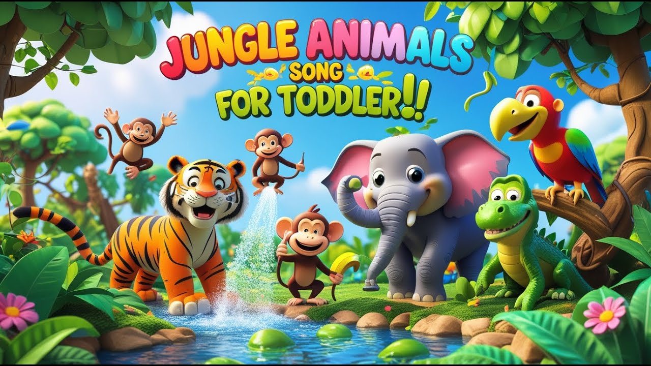 Jungle Animals Song for Toddlers | Fun Cartoon Nursery Rhyme🐯🐘🐒| Playful Nursery Rhyme for Kids