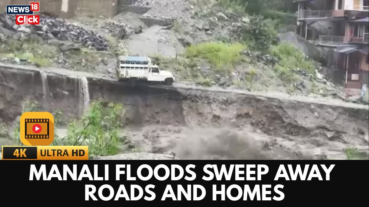 Manali Floods : Beas River Swelled Dangerously Flowing Over The Chandigarh National Highway | N18V
