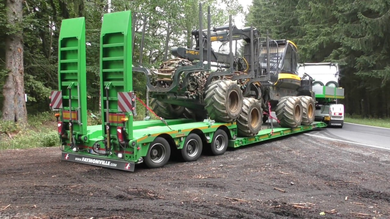 Ponsse Buffalo K90+ unloading - Heavy transport  - Nadměrný náklad - Schwertransport