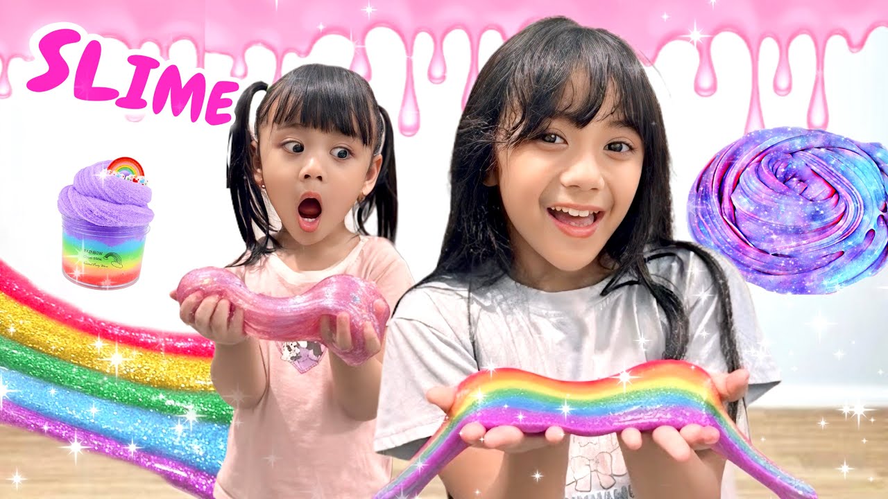 MAMA SAMANTHA DAN AUDREY BIKIN SLIME SERBA PINK UNGU BIRU PELANGI A DAY IN MY LIFE VLOG KE MALL