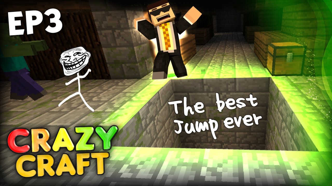 THE BEST EDITED JUMP EVER AND THE MYSTERIOUS HOLE - Minecraft CrazyCraft 2.0 Ep 3 (Minecraft Mods)