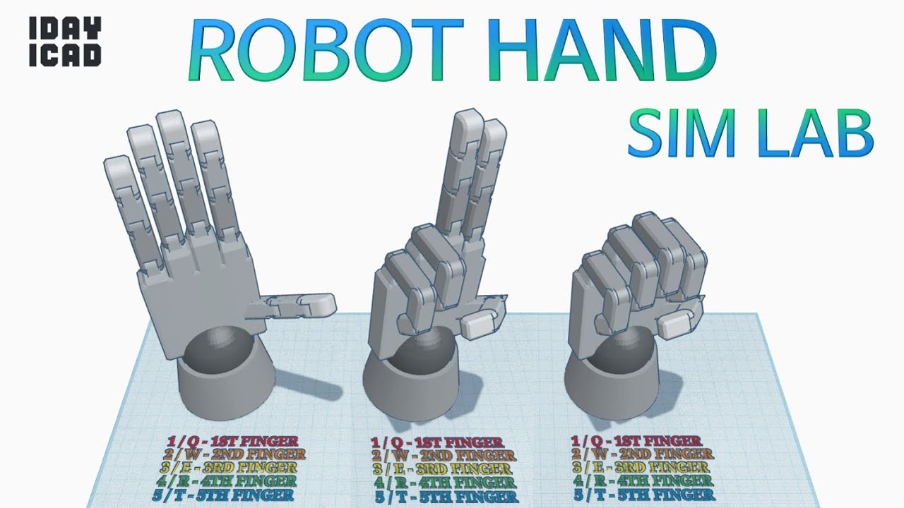 [1DAY_1CAD] ROBOT HAND - SIM LAB (Tinkercad : Design / Project / Education)
