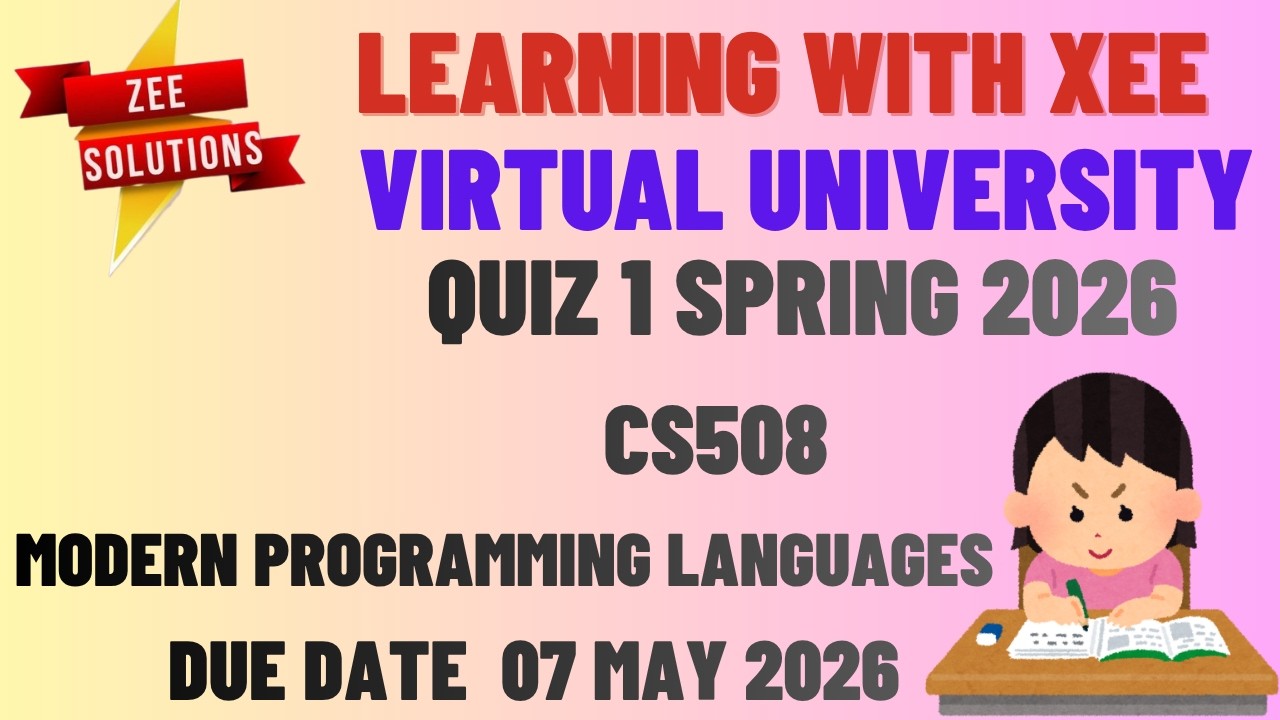 CS508 Modern Programming Languages Quiz 1 Spring 2026 Virtual University of Pakistan