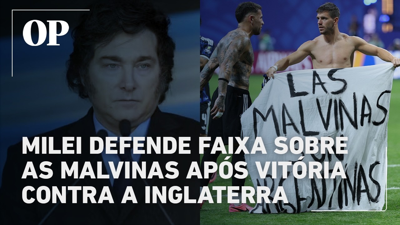 Milei defende faixa sobre as Malvinas ap&oacute;s vit&oacute;ria da Argentina contra a Inglaterra na Copa do Mundo