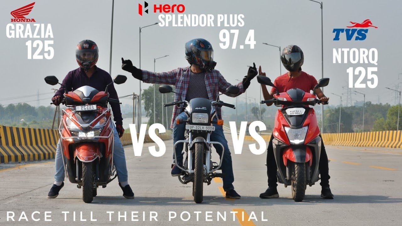 Hero Splendor Plus Vs Tvs Ntorq Vs Honda Grazia | Race Till Their Potential | Shocking Results