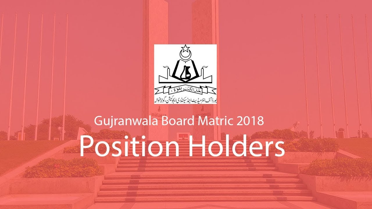 Position Holders/Toppers Matric Result 2018 by BISE Gujranwala Board