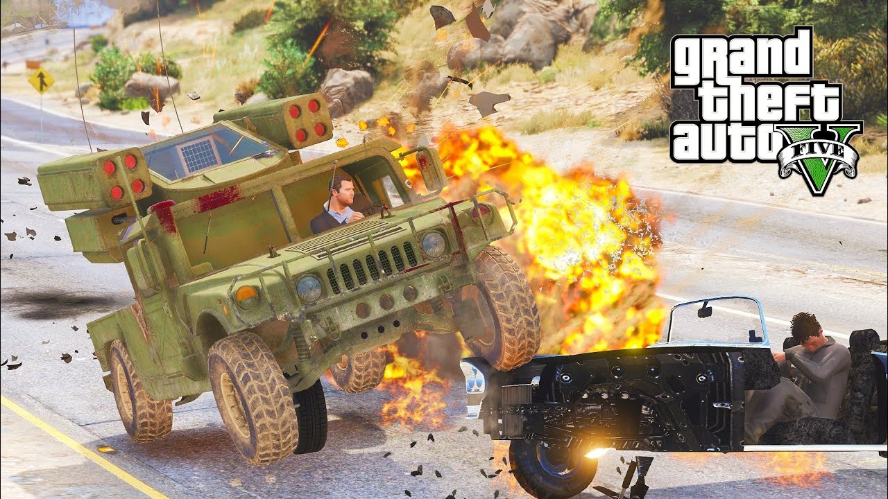 GTA 5 M1097 Avenger Car Crashes Police Chase Destruction Compilation - Car Crashes