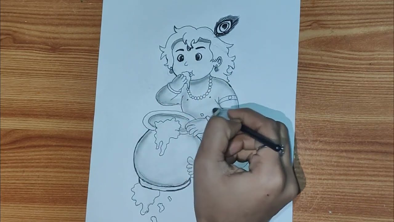 How to Draw Little Krishna drawing ll balgopal krishna 