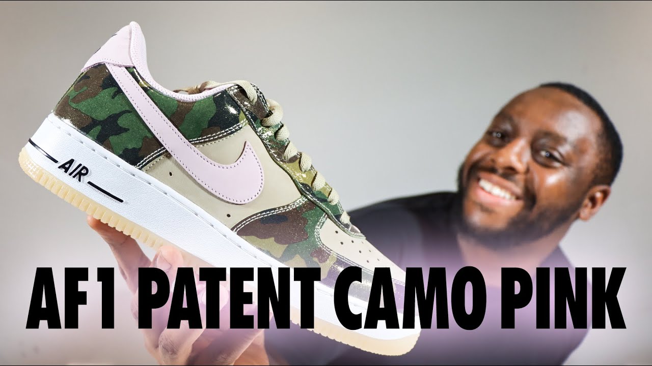 Nike Air Force 1 '07 LV8 Patent Camo Pink Khaki On Foot Review QuickSchopes 835 Schopes HQ1967-200