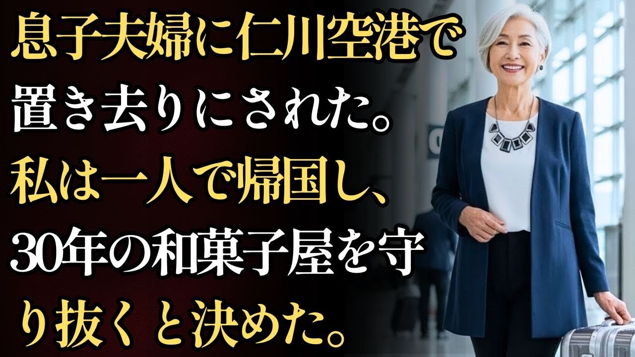 息子夫婦に韓国旅行へ誘われたが、仁川空港に着いた途端、体調不良を言い訳にして、見知らぬ土地に私を置き去りにした…。私は一人で日本へ帰国し、30年守った和菓子屋を守り抜く決意をした。