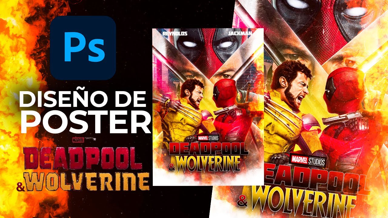 TUTORIAL DE PHOTOSHOP + RECURSOS DESCARGABLES | COMO HACER UN PÓSTER DEADPOOL Y WOLVERINE