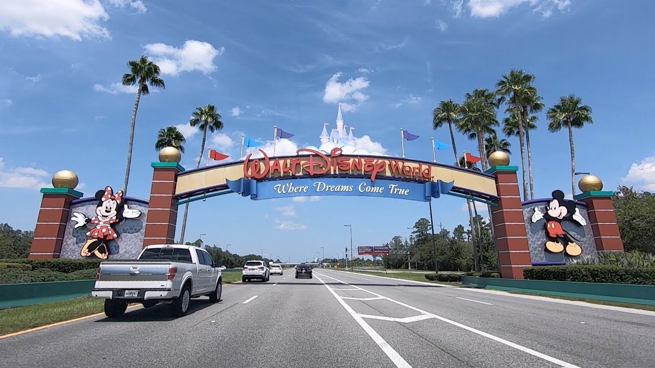 Walt Disney World Driving Down World Drive to the Magic Kingdom