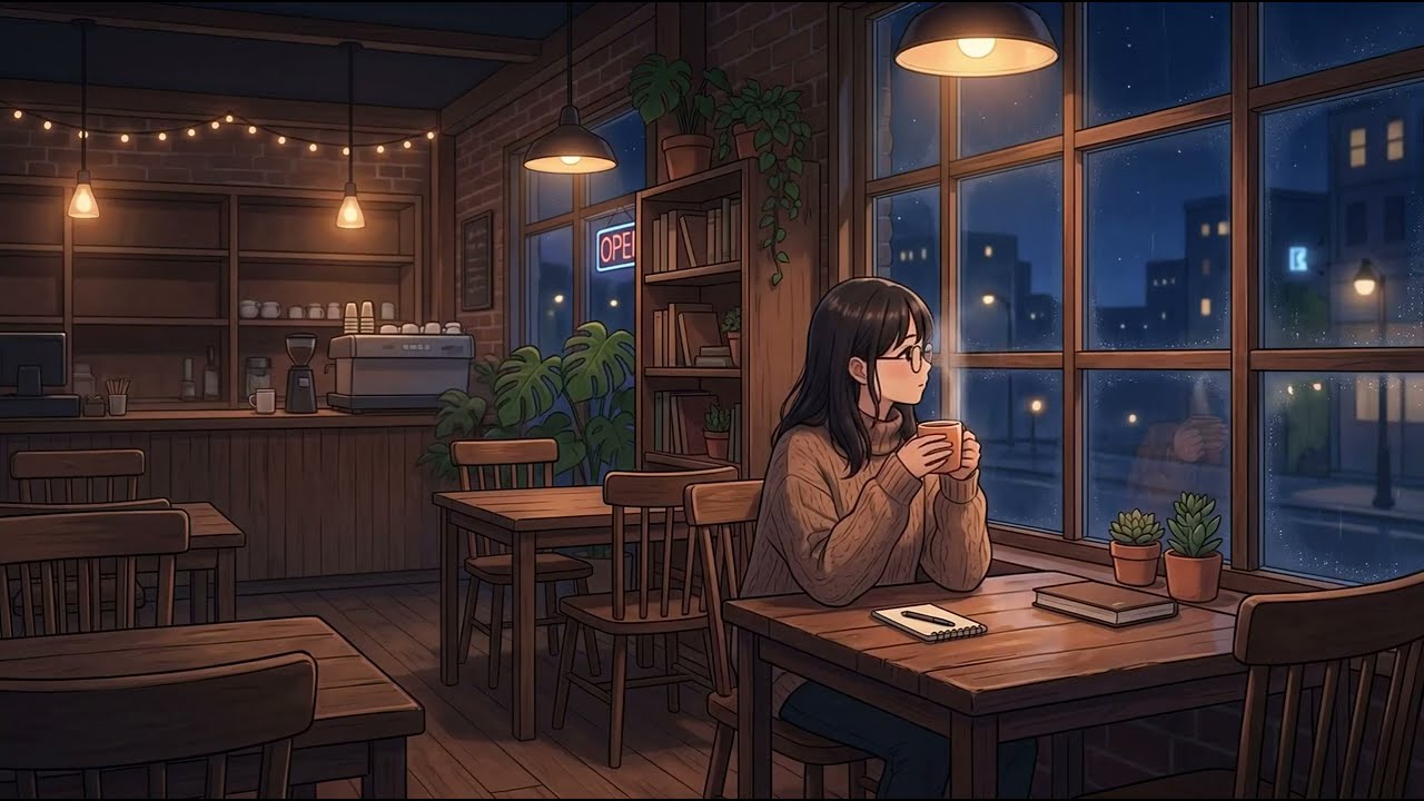 Rainy Cafe Lofi ☕🌧 Cozy Night Beats for Relax & Focus  No Ads  Lofi Daily