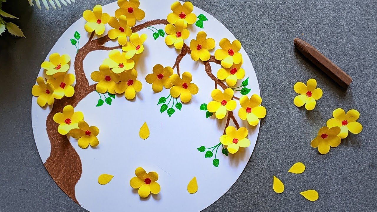 How to Make Paper Flower | Paper Flower Wall Hanging | DIY Paper Tree Project