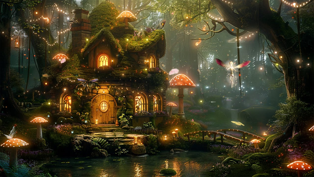 Mystical Fairy Green Moss Cottage 🍀 Magical Forest Music & Ambience | Relaxes, Sleep Well, Studying