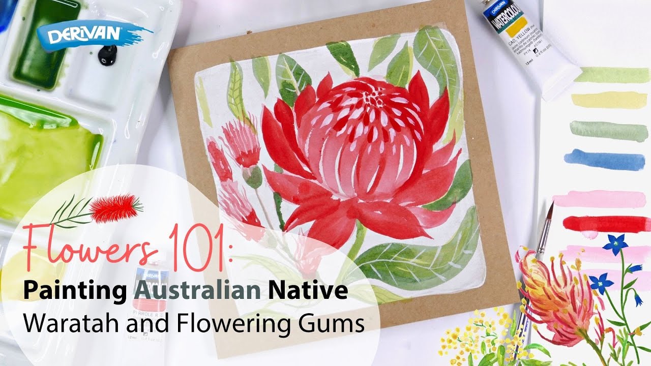 How to Paint Australian Native Waratah and Flowering Gum in Watercolour