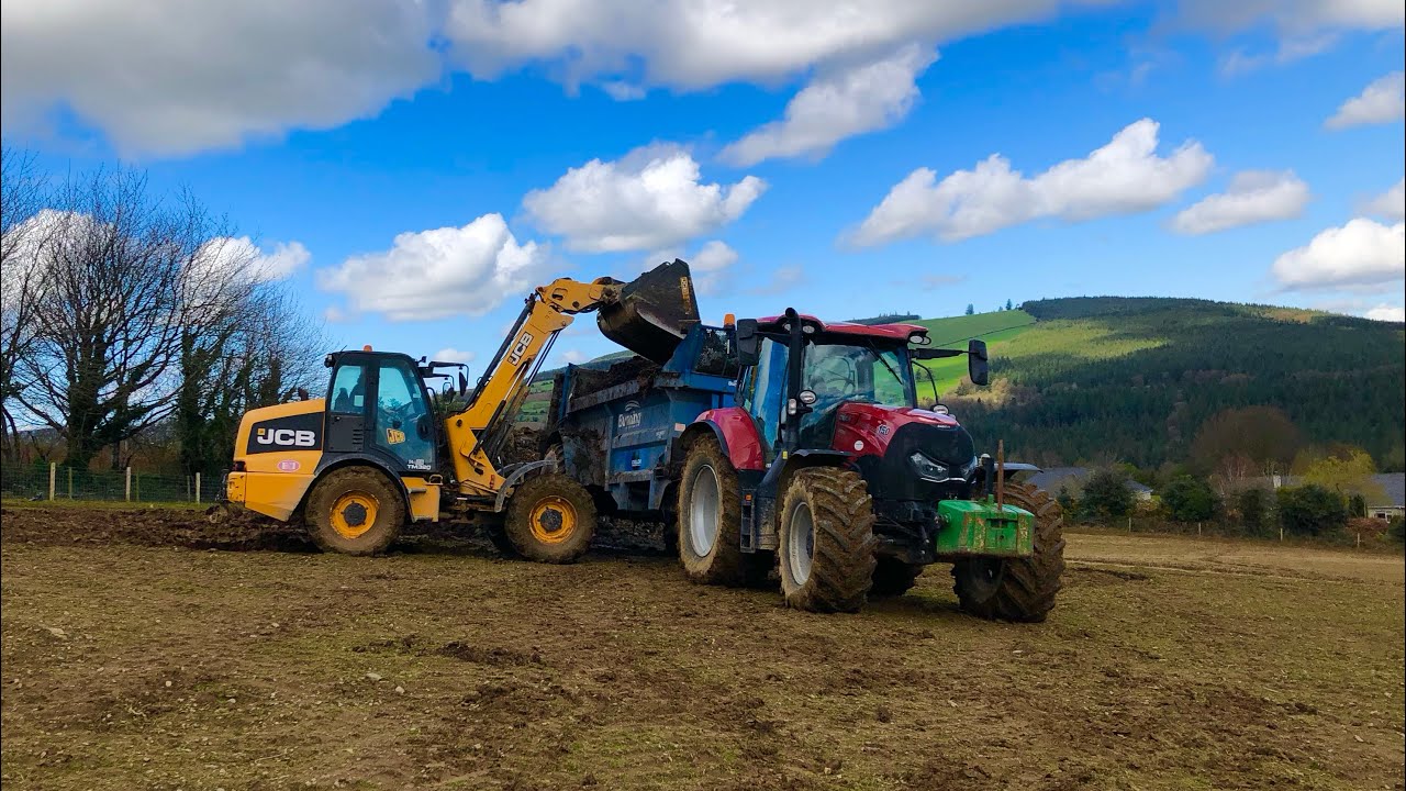 CASE MAXXUM 150 SPREADING DUNG!!!! Bunning Lowlander 120!! ~ JCB Tm320!!! Wicklow, Ireland!! 🇮🇪