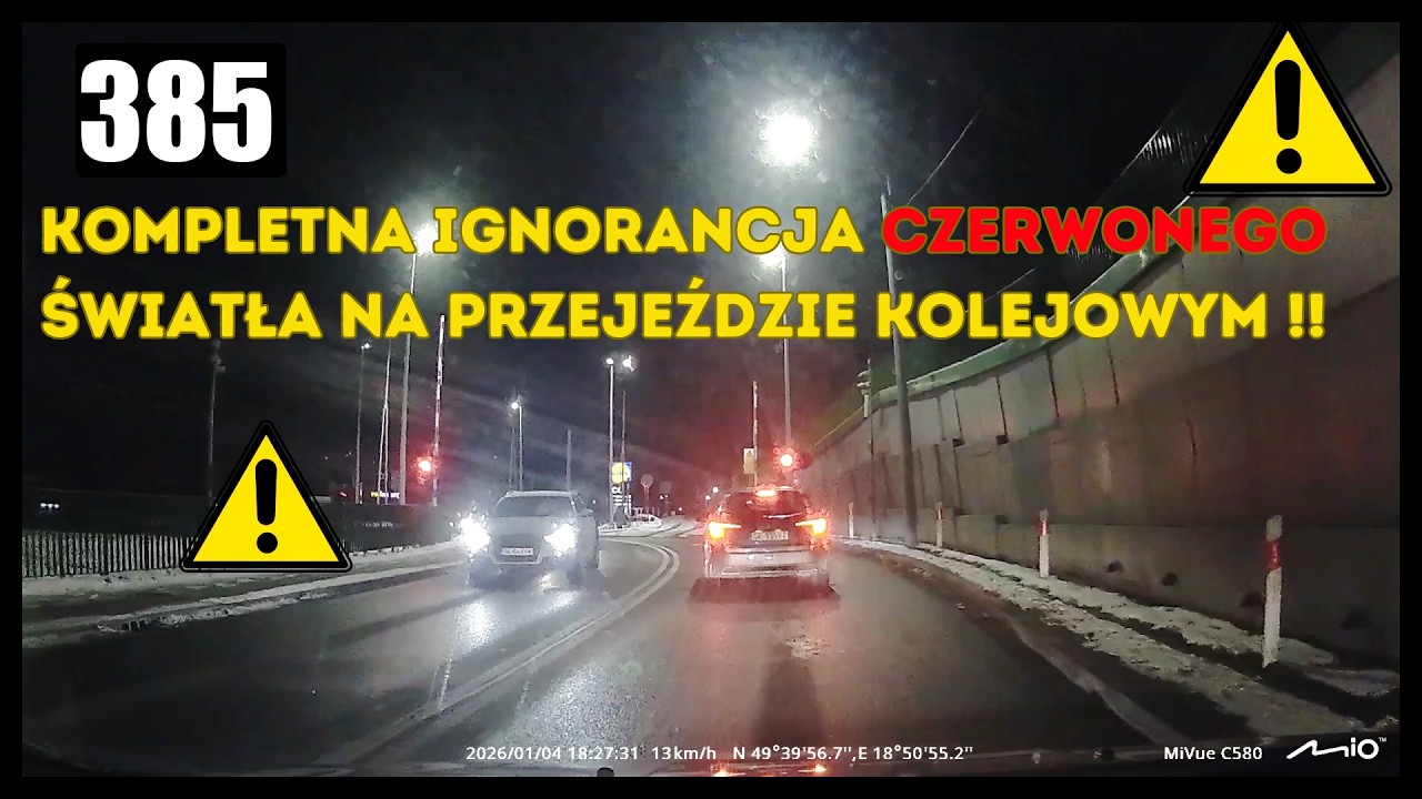 Kompletna ignorancja czerwonego światła na przejeździe
