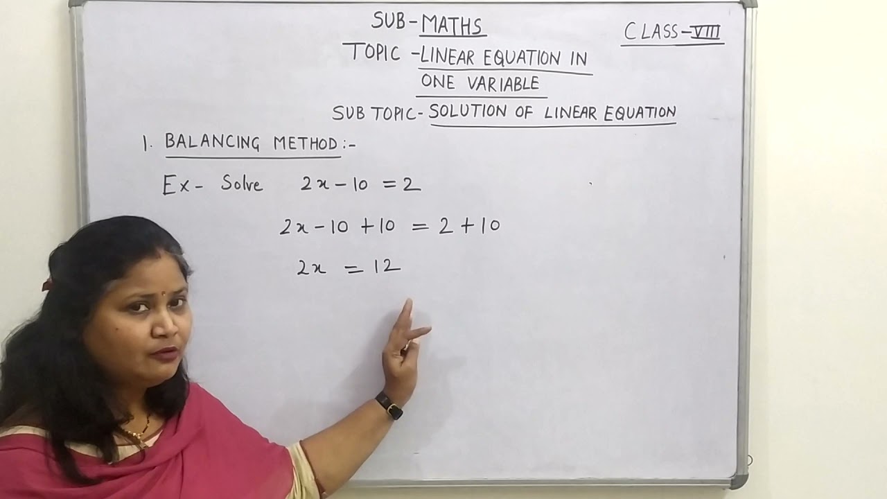 Balancing Method Of Solving Linear Equation Class 8 Chapter-2