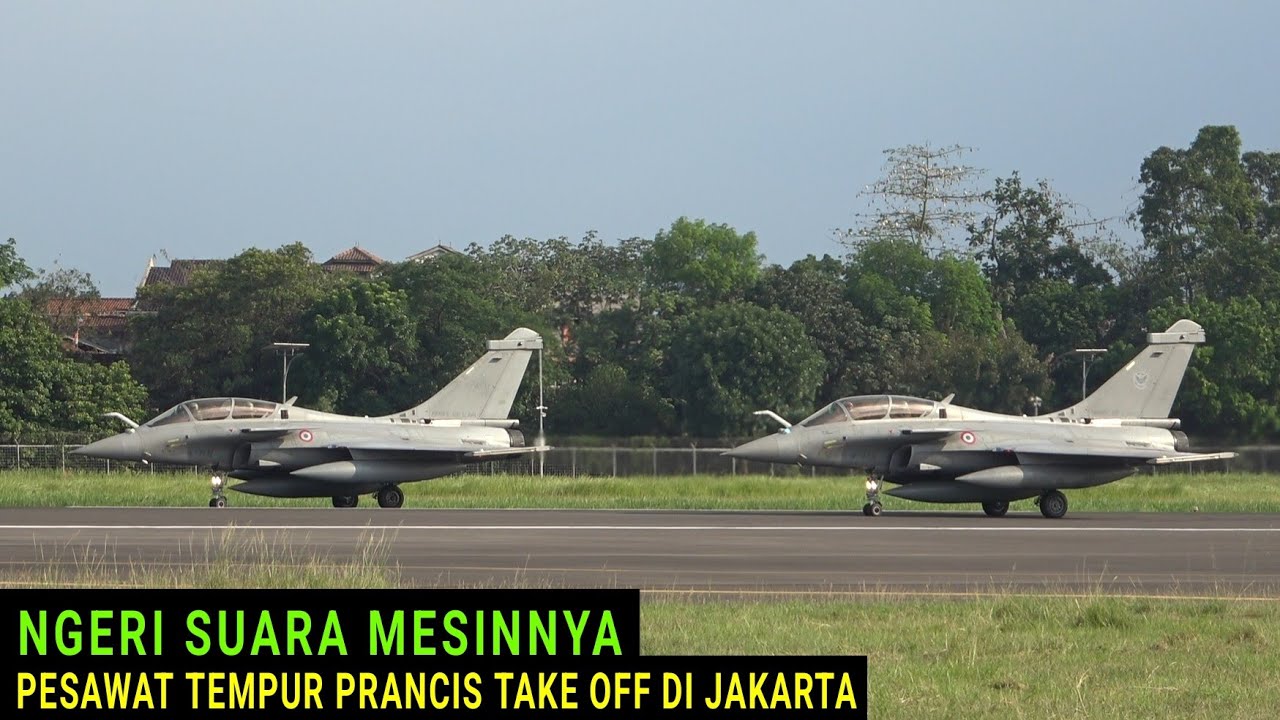 SANGAR SUARA MESINNYA !  Pesawat Tempur Prancis Rafale Take Off dan Landing di Bandara Halim Jakarta