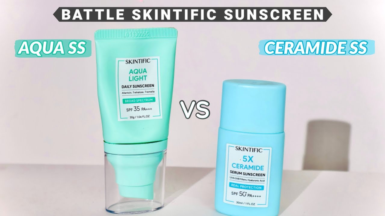 SKINTIFIC Sunscreen Battle | Aqua Light SS vs 5x Ceramide SS