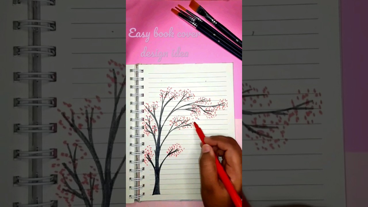 Easy tree drawing/ Front page border design ideas for school projects, notebook, assignment #shorts