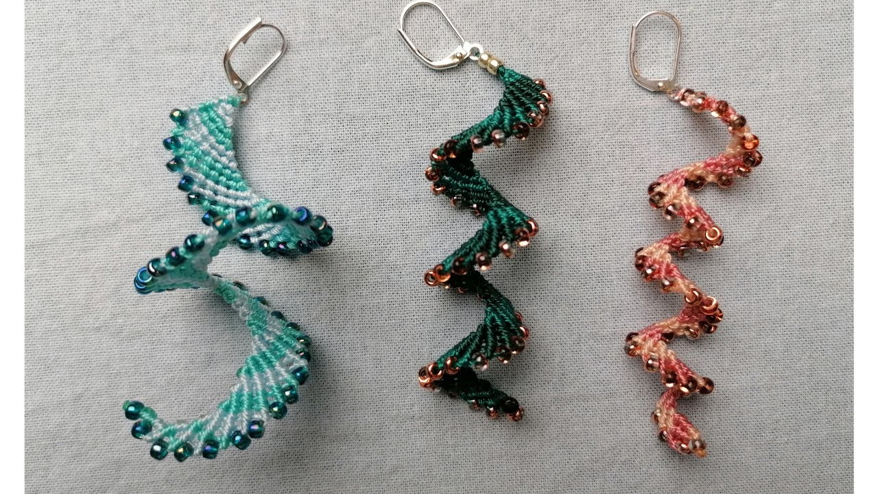 Orecchini macramè a spirale / Pendientes de macramè en espiral / Spiral macrame earrings