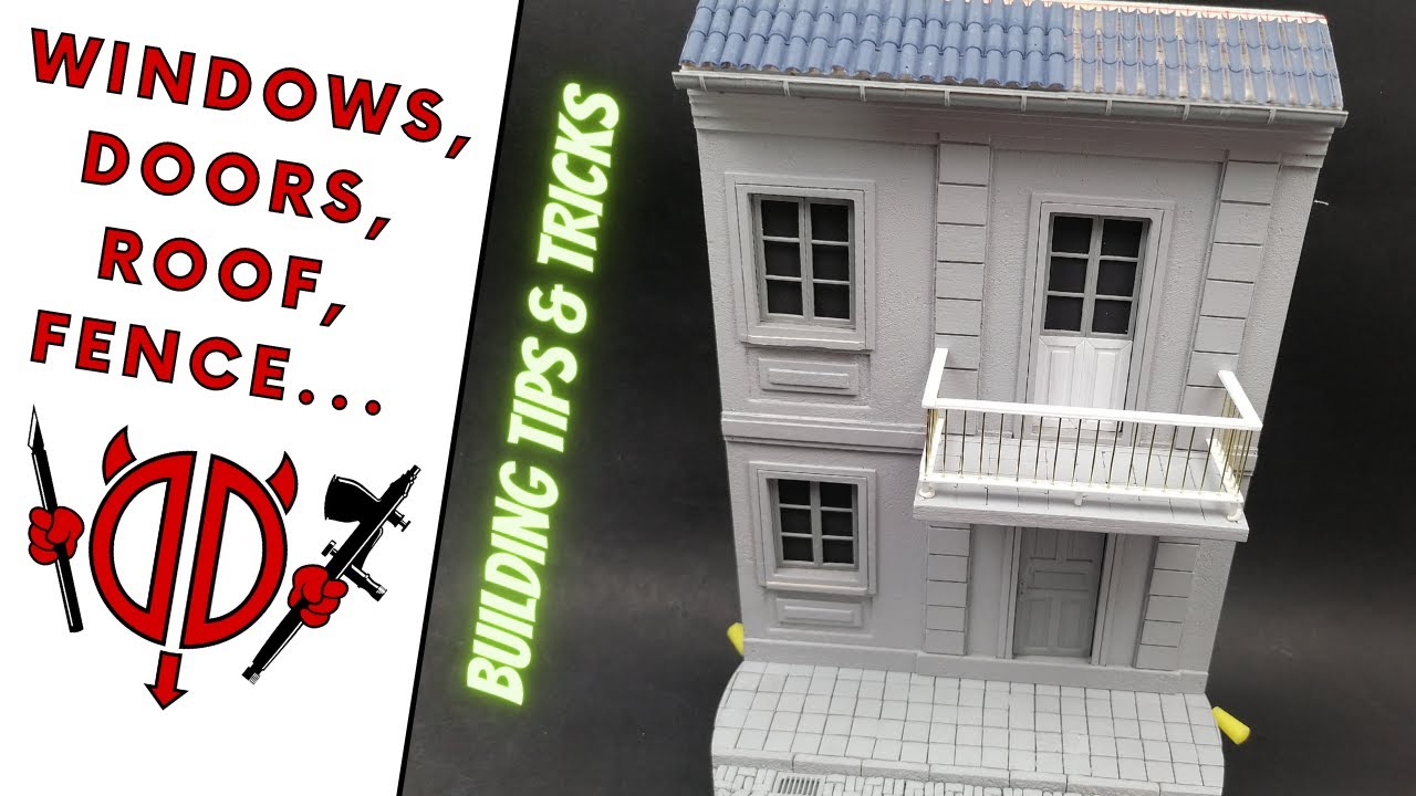 WINDOWS, DOORS, ROOF, GUTTER for a HOUSE DIORAMA (1/35, Schratchbuild)