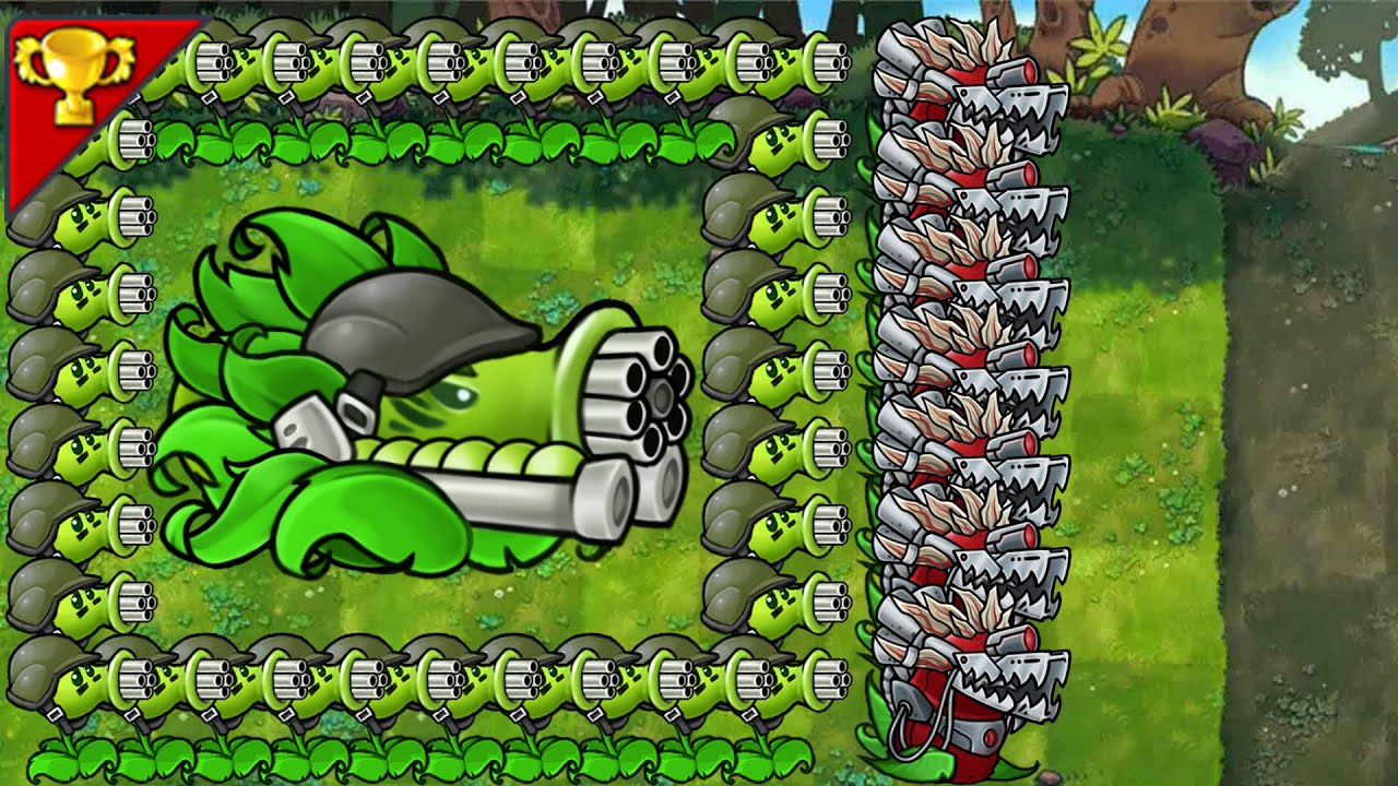 GatlingPea+ BigGatlingPea+SuperCherryChomper VS 999Zombies-------Plants vs Zombies
