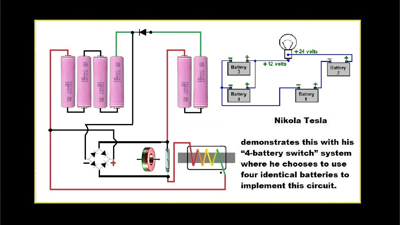 Plasma Battery Free Energy Experiment #12: Mechanical Plasma Generator (Tesla’s 4-Battery Switch)