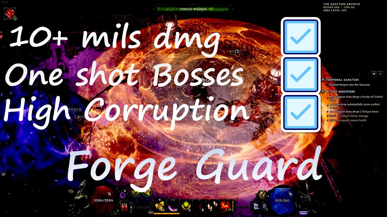 [Last Epoch 1.1] The Best Forge Guard Smelters Wrath Showcase, One Shot 10Mils+ Damage.