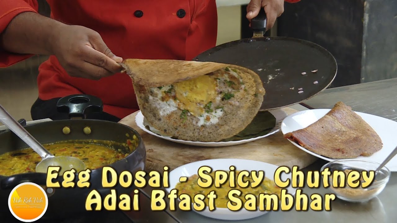 Breakfast Ideas 8 -Variety of Dosa - Egg Dosai - Spicy Chutney Adai with Breakfast sambhar moong dal