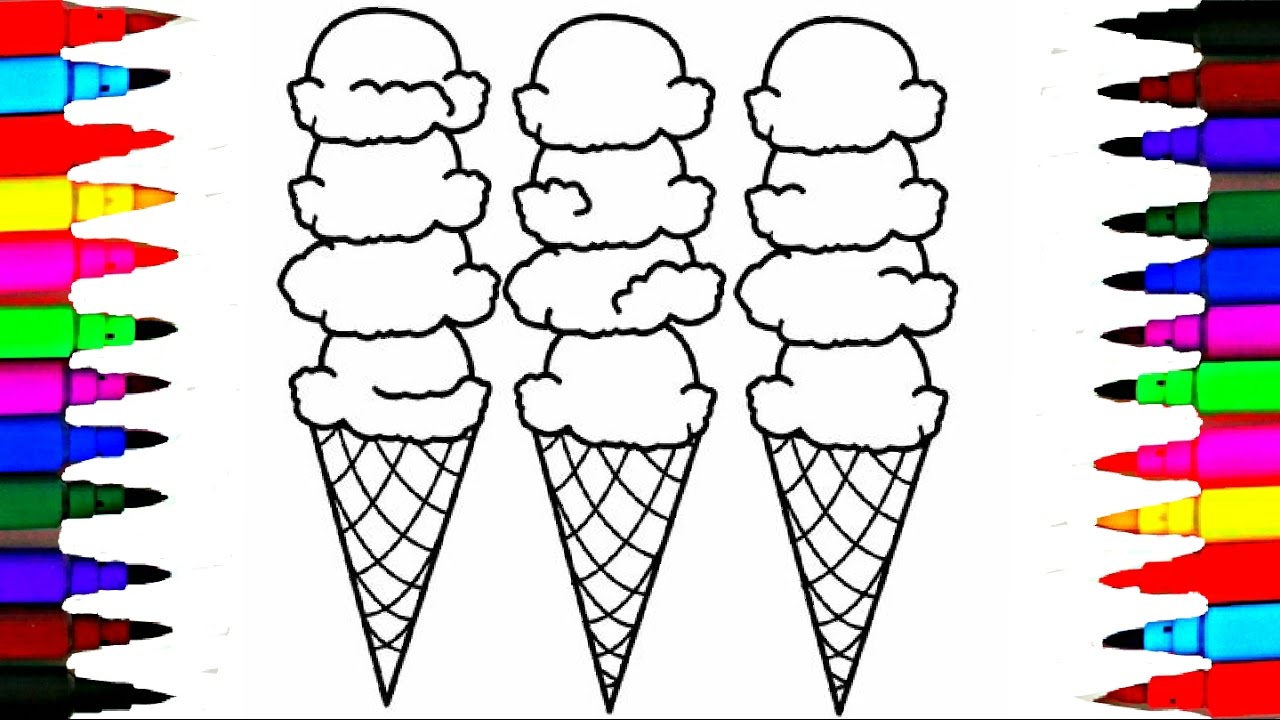 Coloring Pages Rainbow Learning Color Ice Cream Drawing l Videos for Children l Learn Colors