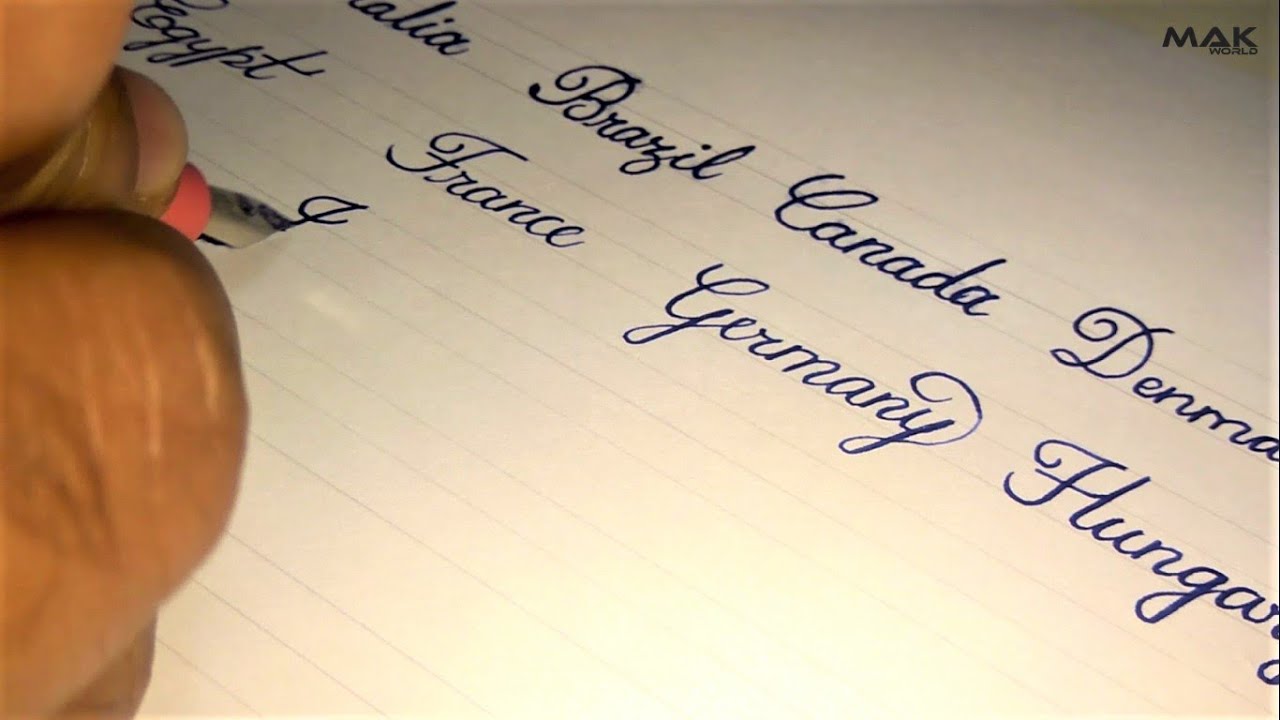 Название страны | Английский рукописный курсивный стиль