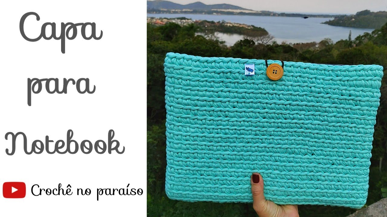 Capa para notebook feita em fio de malha