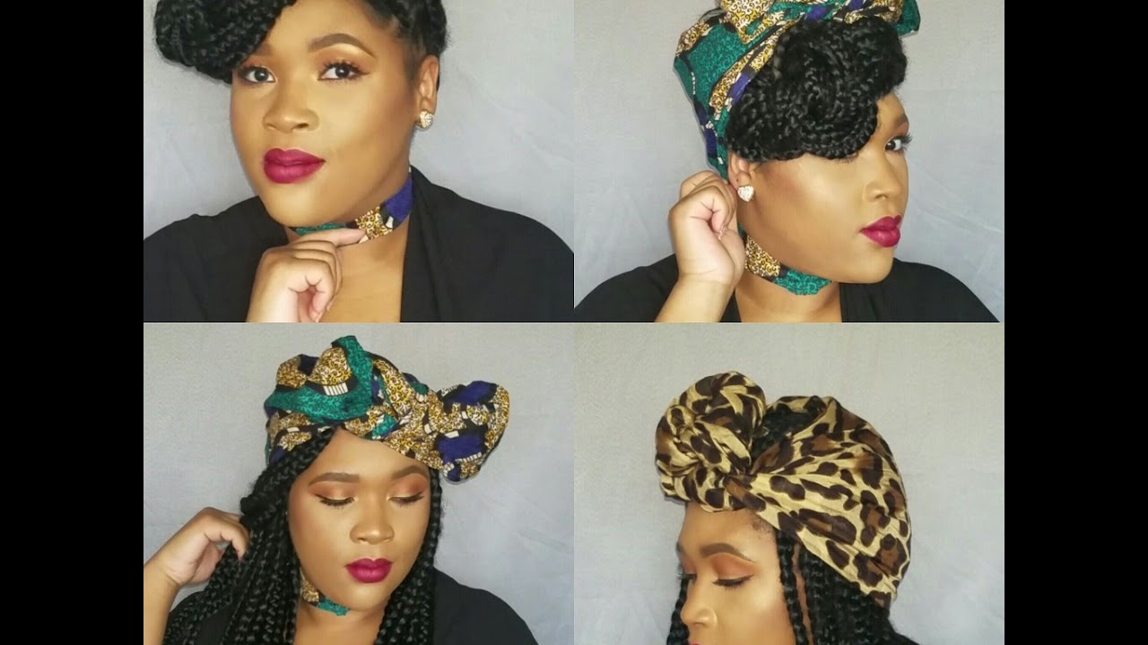 Chic styles for box braids with  headwraps